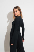 Vitality Float Rib Henley Top - Midnight