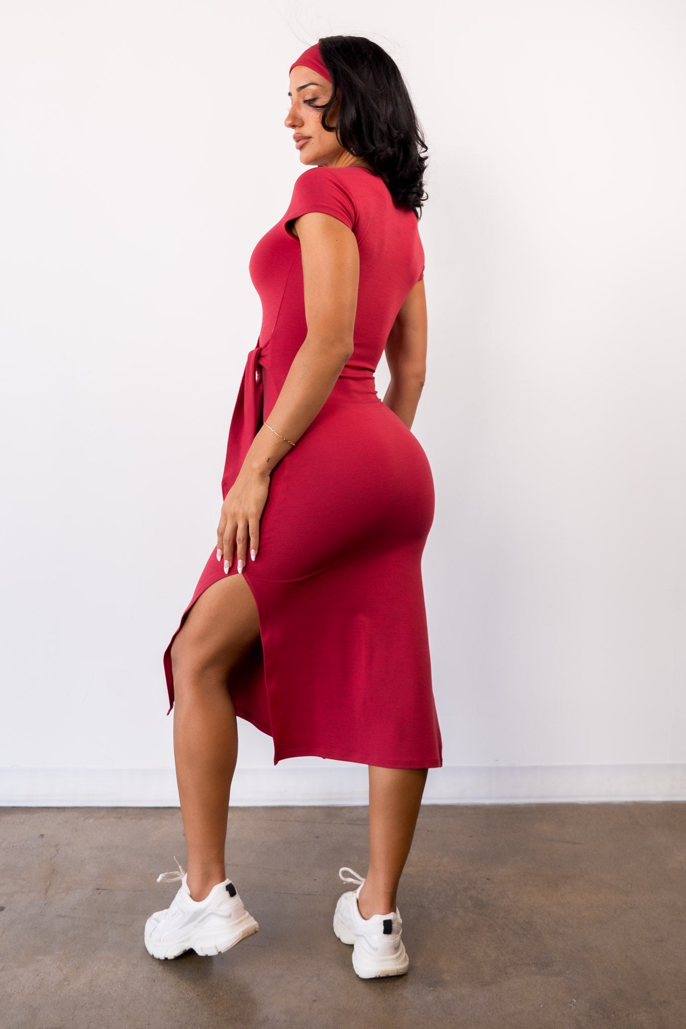 Vitality Daydream® Tie Midi Dress - Crimson Marl