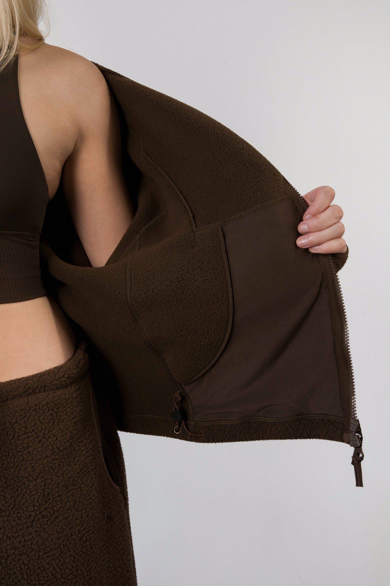 Vitality Polar Fleece Full Zip Hoodie - Toasted Walnut