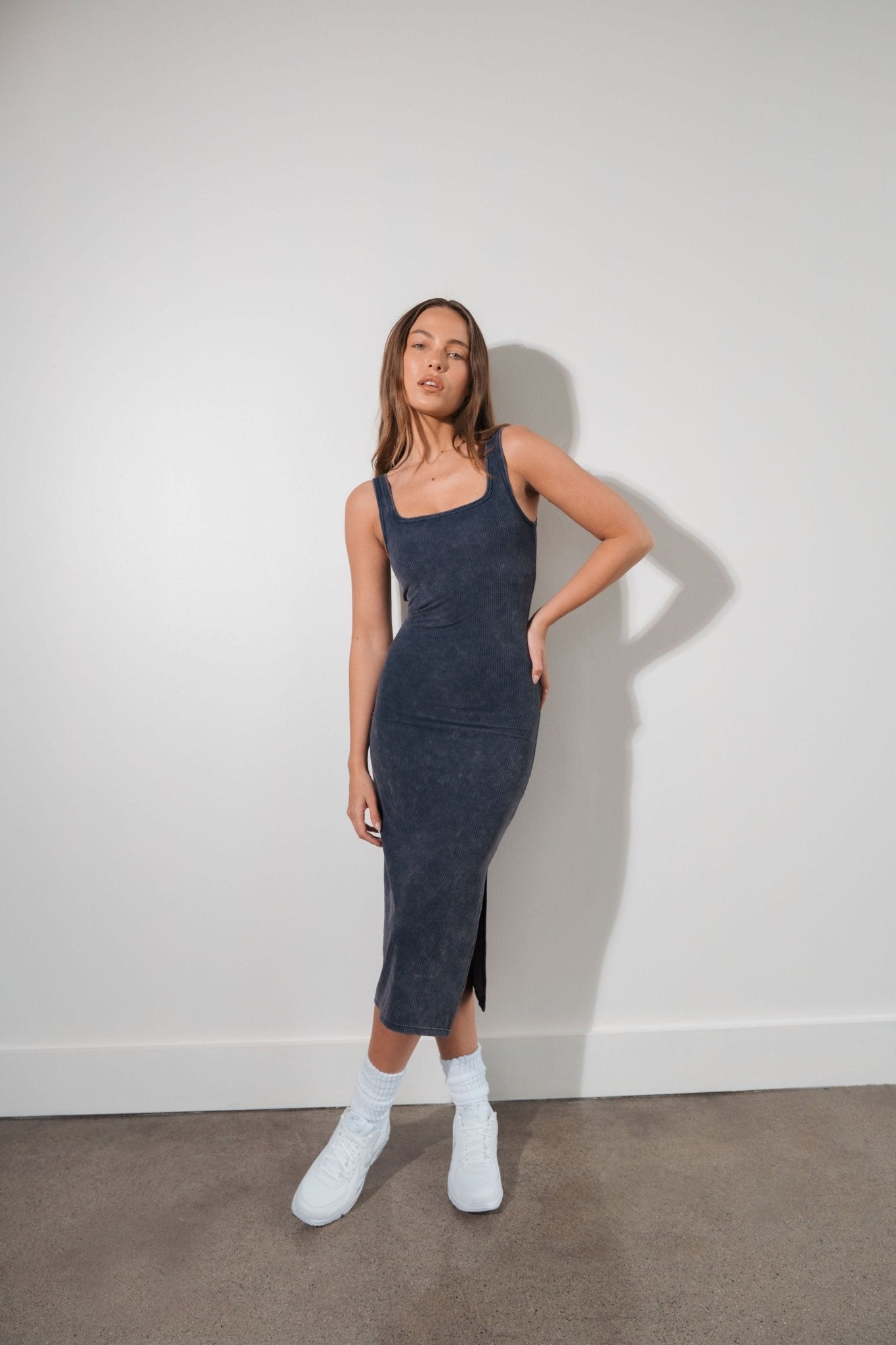 Cloud II™ Rib Basic Midi Dress - Oxford Washed