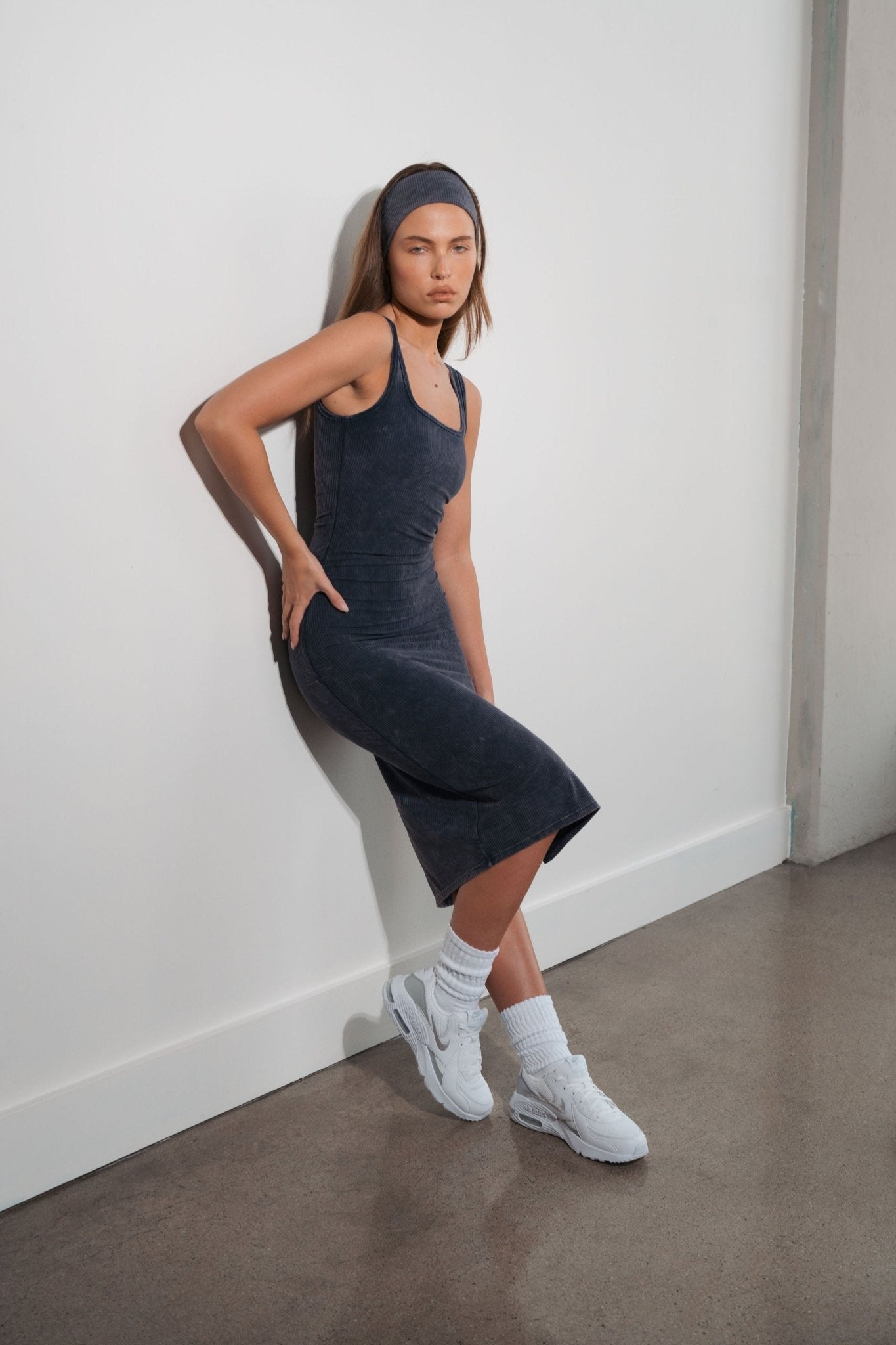 Cloud II™ Rib Basic Midi Dress - Oxford Washed