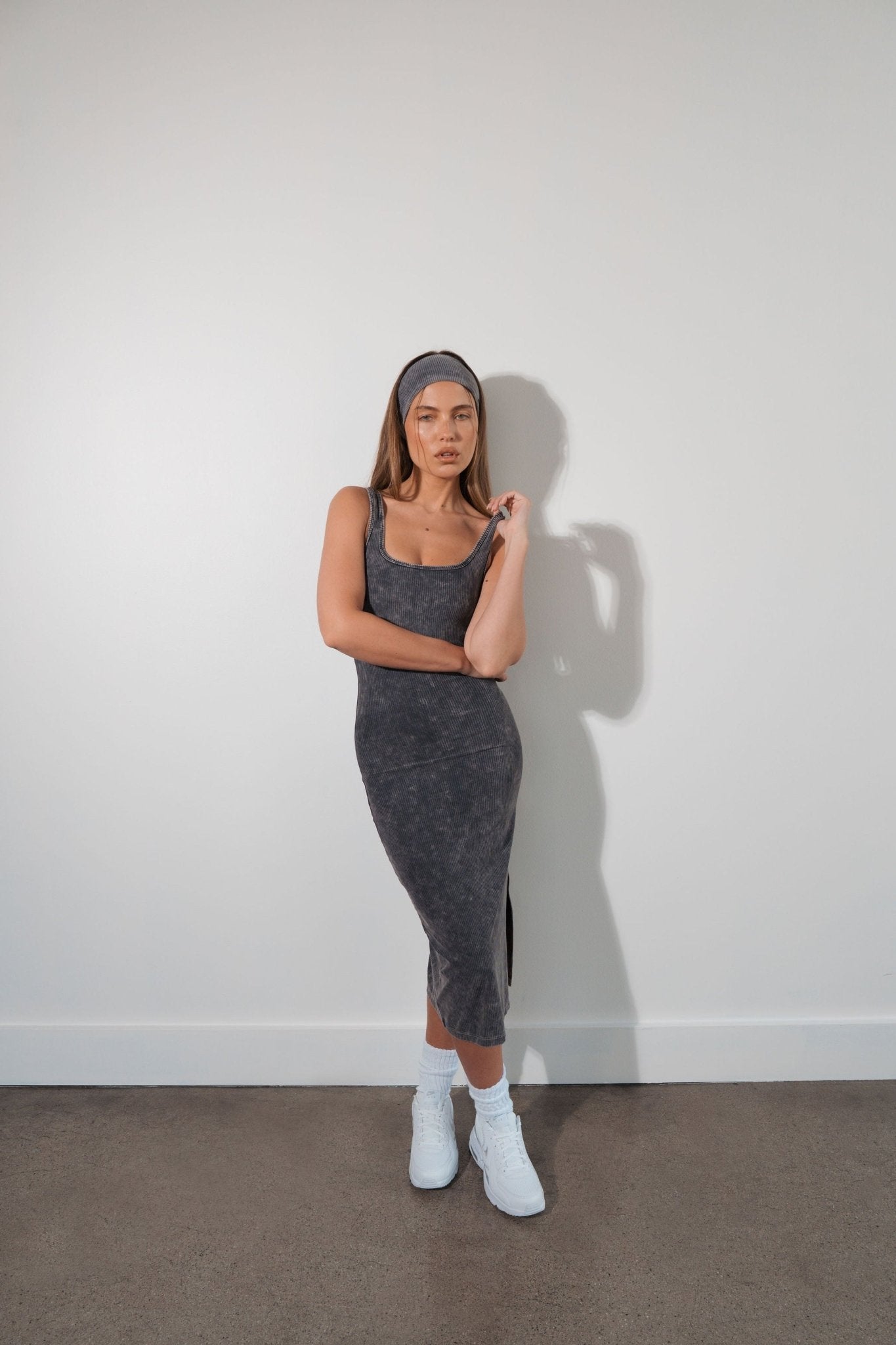 Cloud II™ Rib Basic Midi Dress - Iron Washed