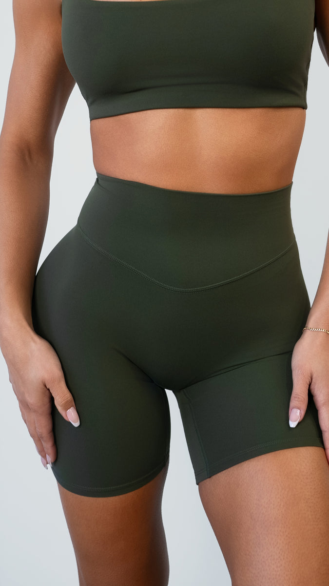 Cloud II™ Biker Short - Women's Olive Green Yoga Shorts – Vitality