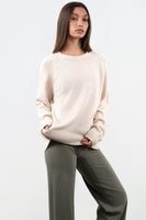 Vitality Knit Oversized Crewneck Sweater - Oatmeal Marl