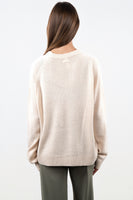 Vitality Knit Oversized Crewneck Sweater - Oatmeal Marl