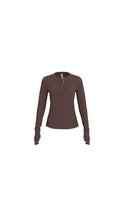 Vitality Float Rib Henley Top - Cocoa