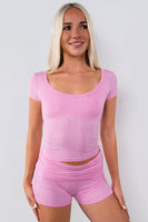 Vitality Float® Rib Henley Tee - Pink Frosting