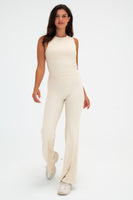Cloud II™ Rib Cinch Wide Leg Trouser - Ivory