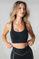 Vitality Activate® Zip Bra - Midnight Lime Contrast