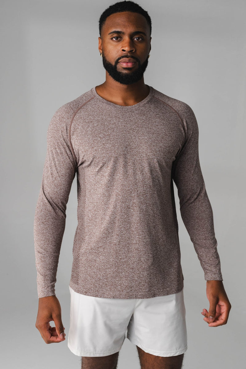 Vitality Kinetic Long Sleeve Tee - Men's Brown Heathered Long Sleeve