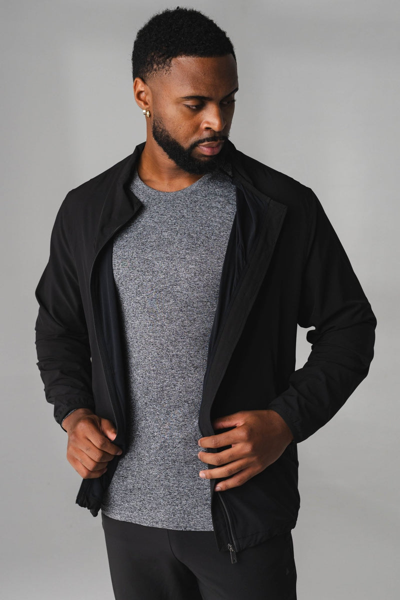 Vitality Prime Windbreaker - Men's Black Zippered Jacekt