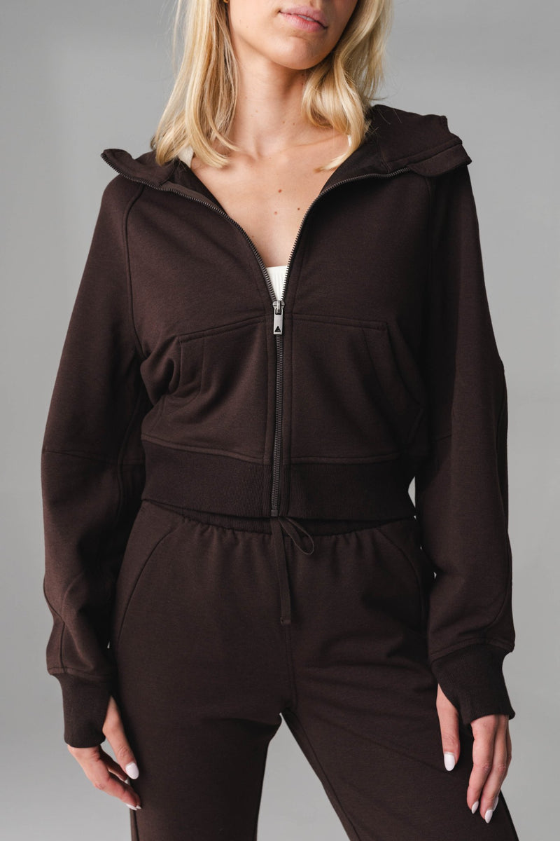 Vitality Studio Zip - Women's Dark Brown Zippered Hoodie