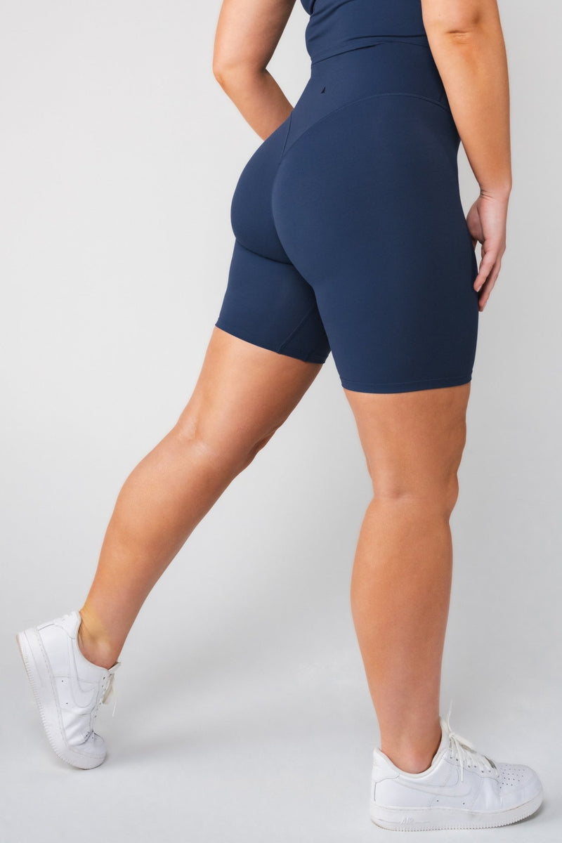 Cloud II Biker Short - Women's Navy Blue Yoga Shorts – Vitality Athletic  Apparel