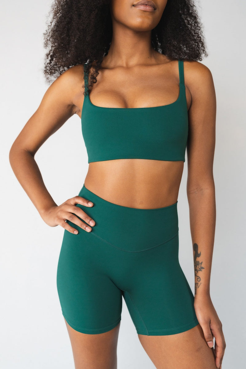 NO EXCUSE FITNESS APPAREL Green Perforated Criss-Cross Back Sports Bra