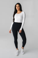 Synergy Open Back Long Sleeve - Snow, Women's Tops from Vitality Athletic and Athleisure Wear
