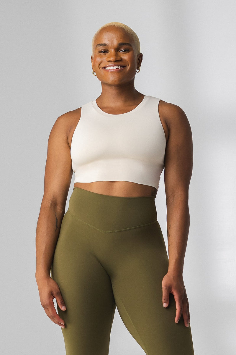 The Allora Tank - Women's Cream Crop Tank – Vitality Athletic Apparel