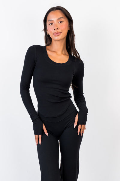 トップス Eaphi MULTI SHOULDER PARTS RIB TOPS Vitality Essential Rib Scoop Top - Midnight