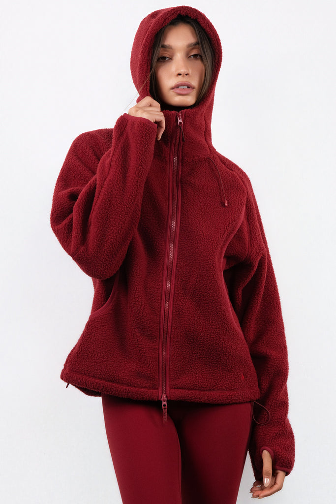 Vitality Polar Fleece Full Zip Hoodie - Scarlet