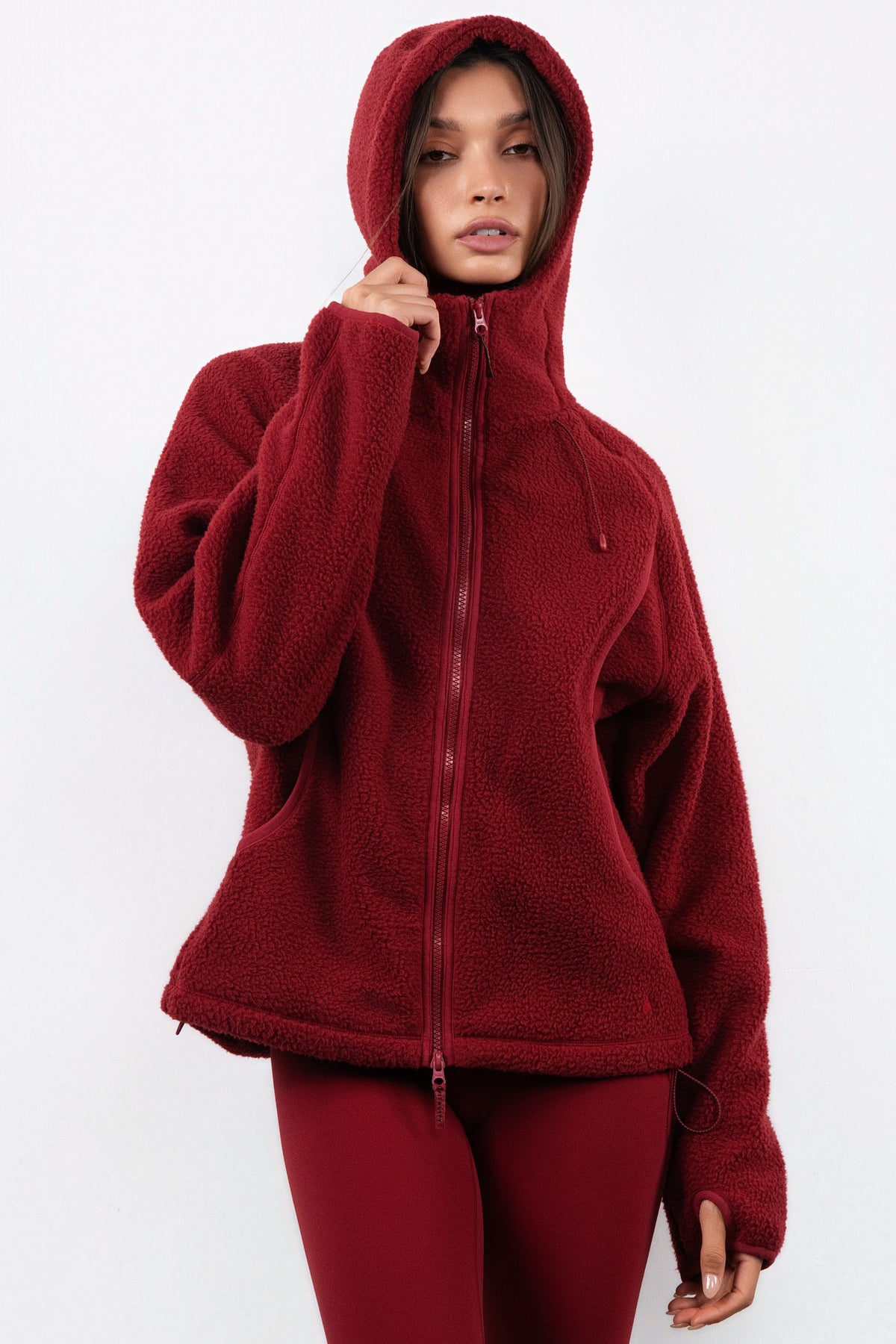 Vitality Polar Fleece Full Zip Hoodie - Scarlet
