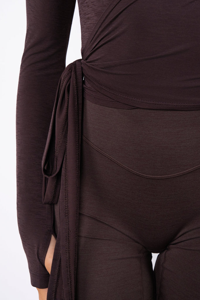 Vitality Flow Wrap Top - Espresso