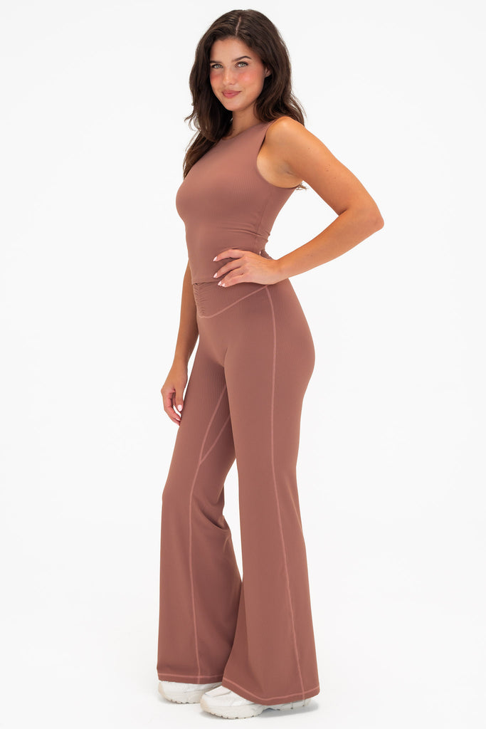 Cloud II™ Rib Cinch Wide Leg Trouser - Sepia