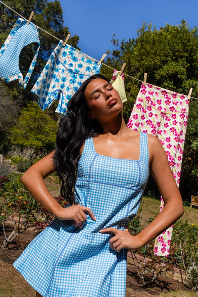 green emerald velvet dress Taft Tennis Dress in Grass Court Green Gingham 7/8 main image 1