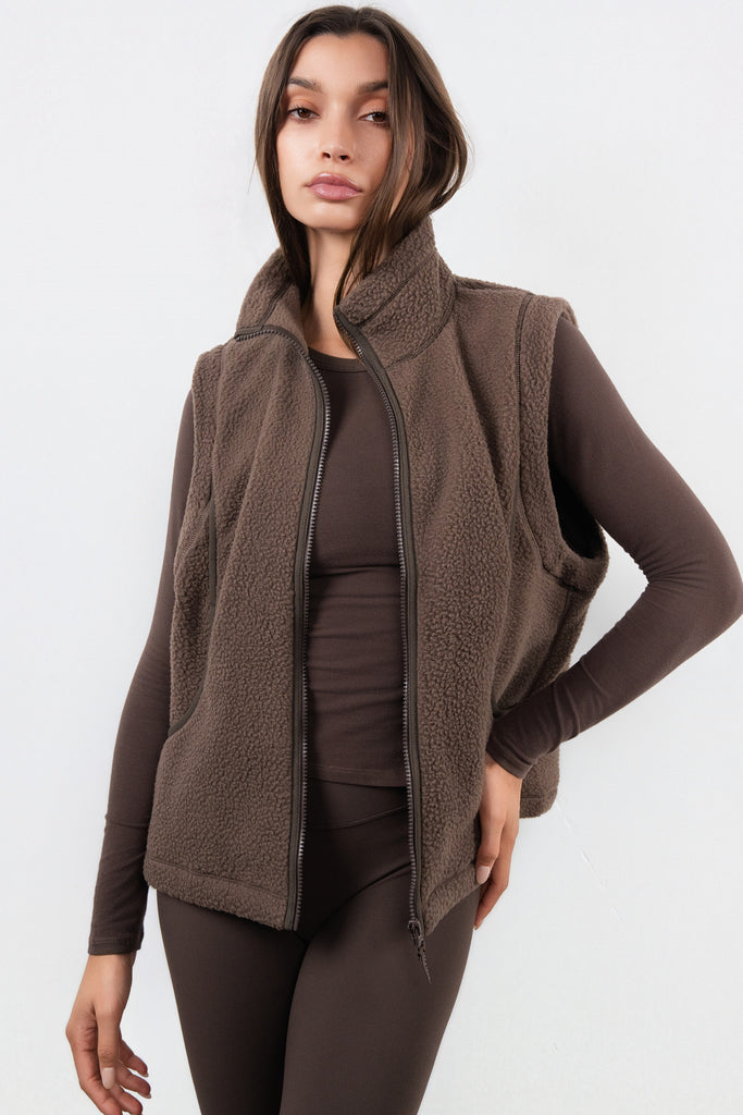 Vitality Polar Fleece Vest - Milk Chocolate