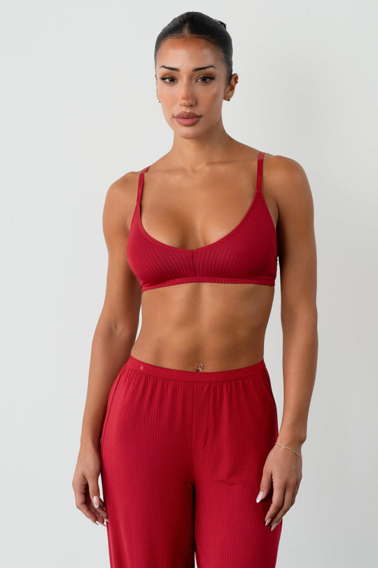 Vitality Float Rib V Bralette - Crimson