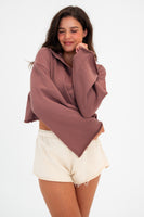 Vitality Homebody® Bell Sleeve Hoodie - Sepia Washed