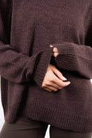 Vitality Knit Oversized Crewneck Sweater - Espresso Marl