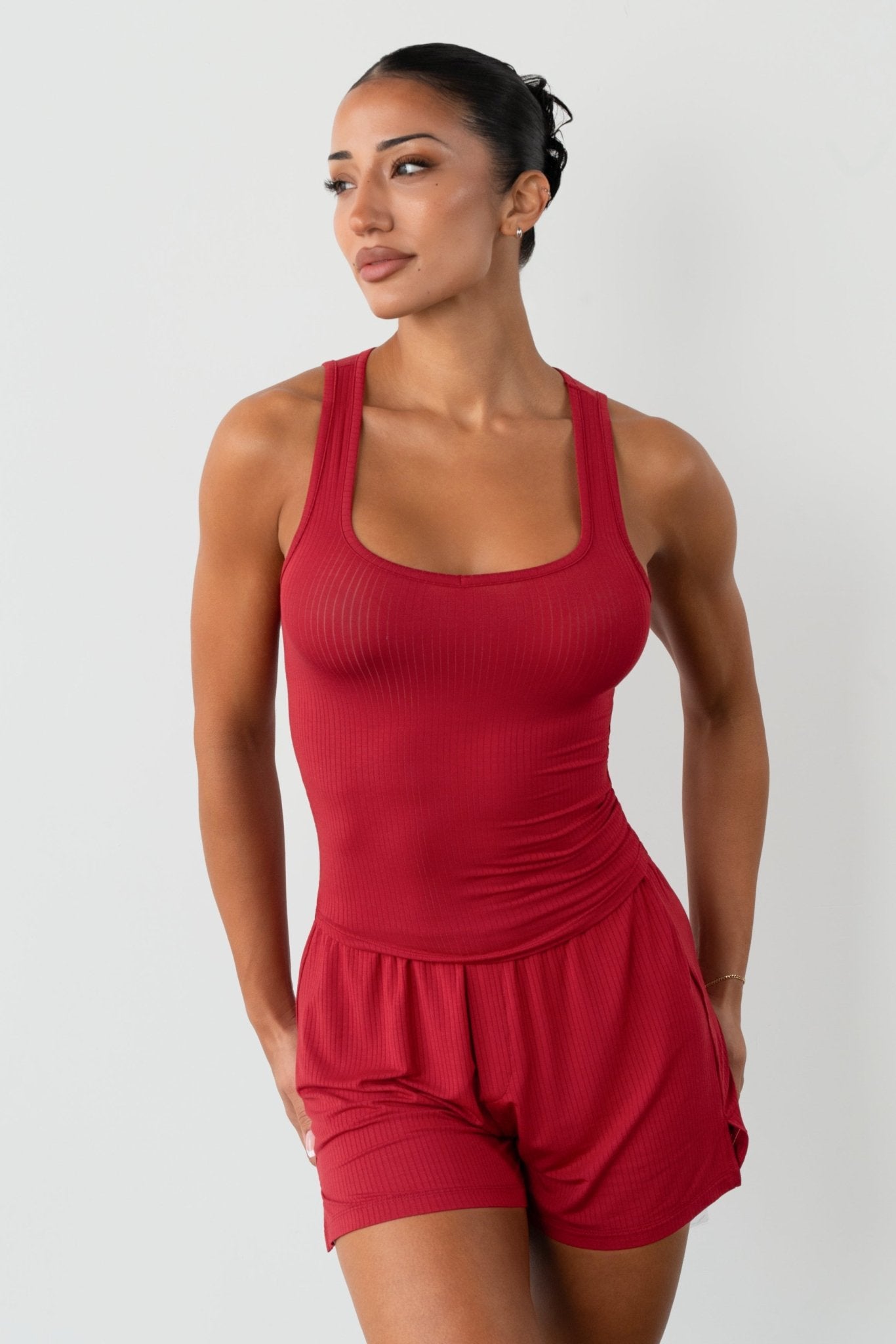 Vitality Float Rib Boxer Short - Crimson