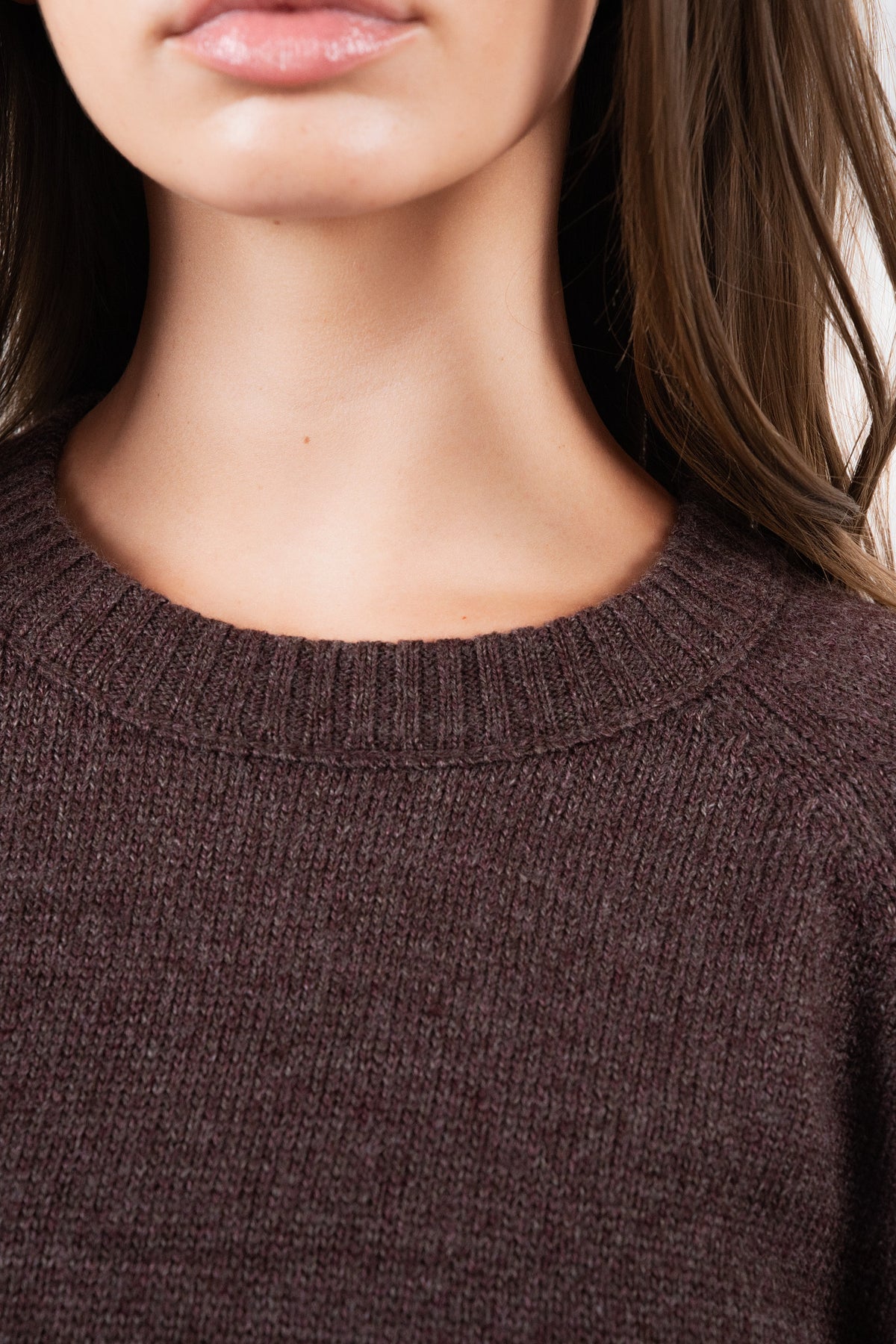 Vitality Knit Oversized Crewneck Sweater - Espresso Marl