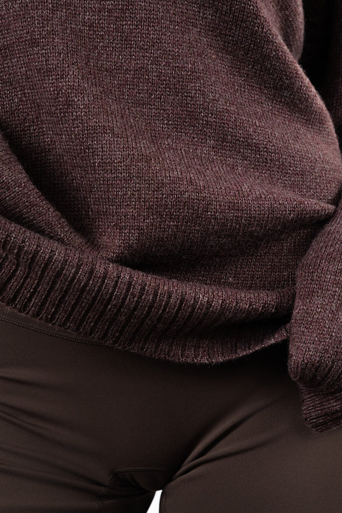 Vitality Knit Oversized Crewneck Sweater - Espresso Marl