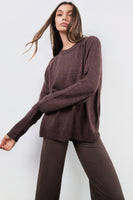 Vitality Knit Oversized Crewneck Sweater - Espresso Marl