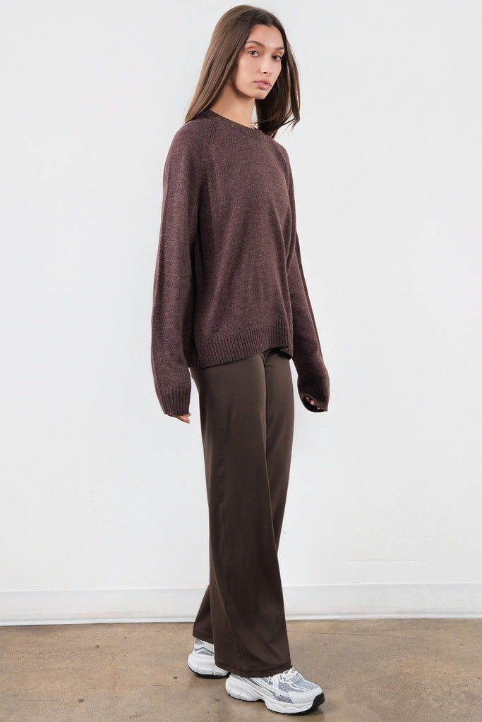 Vitality Knit Oversized Crewneck Sweater - Espresso Marl