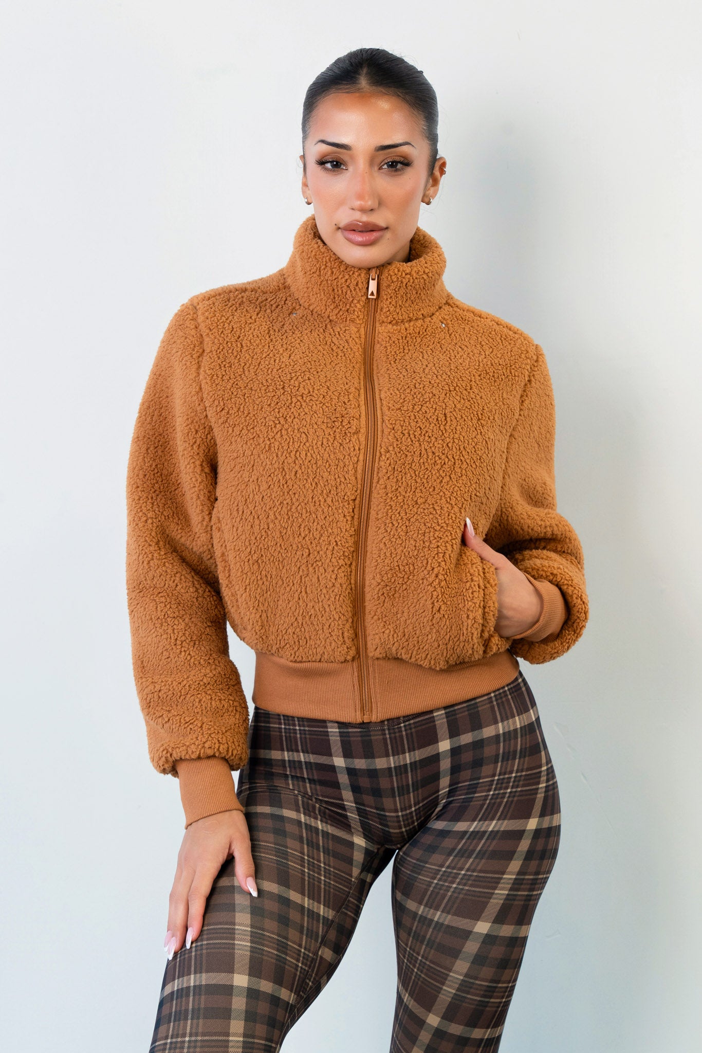 Vitality Teddy Bomber Jacket - Caramel