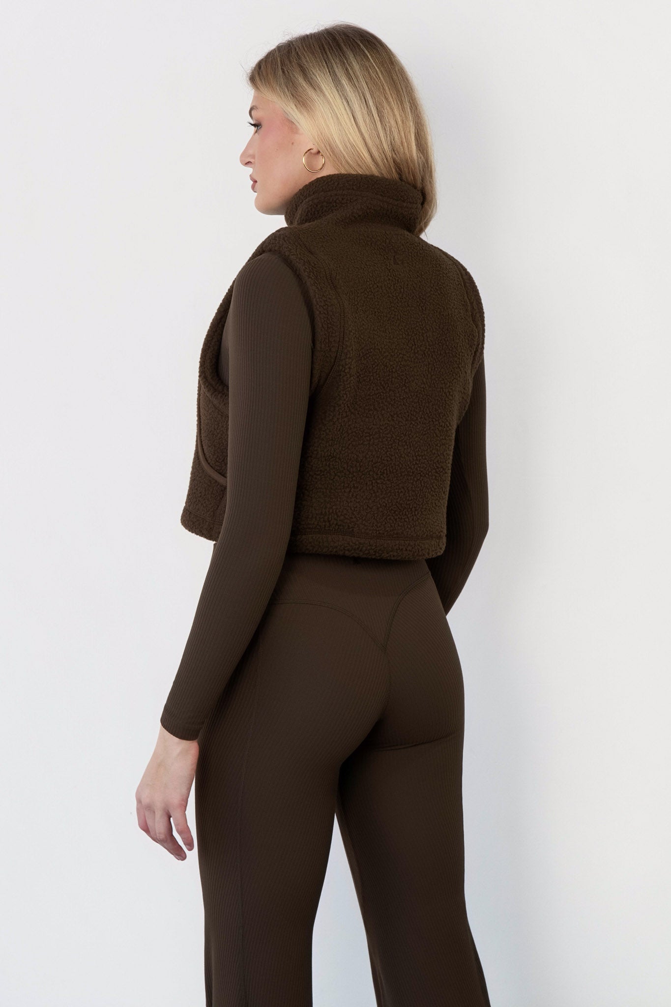 Vitality Polar Fleece Cropped Vest - Toasted Walnut