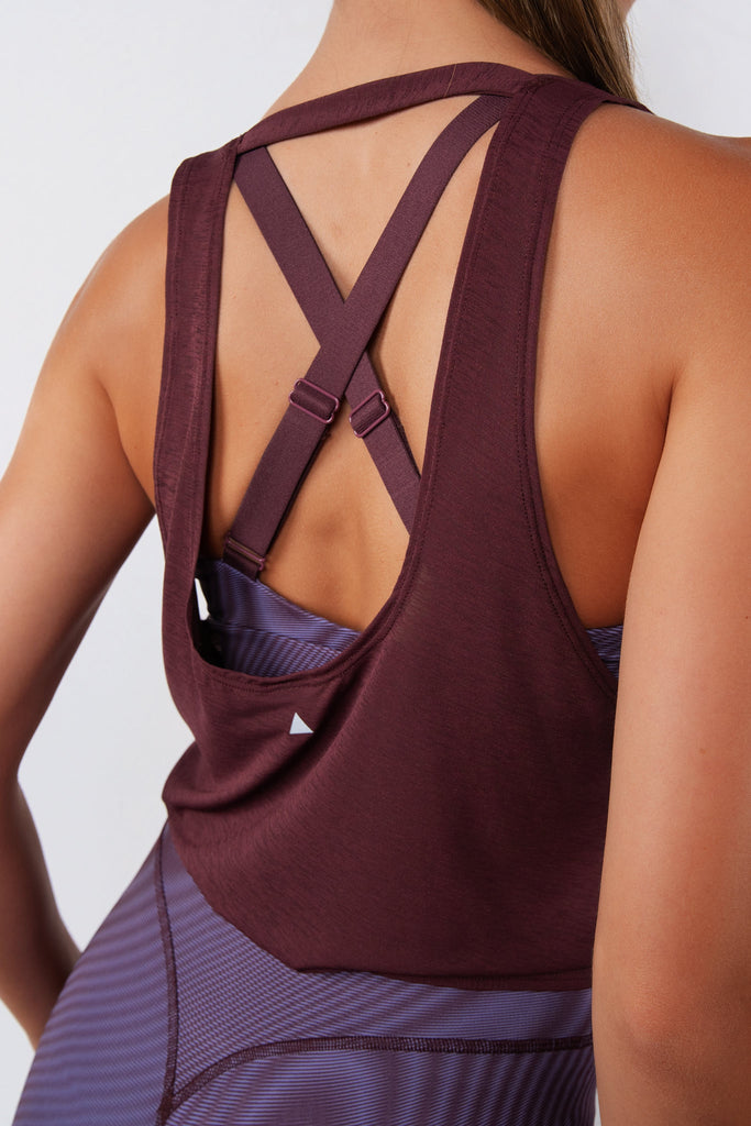 Vitality Flow Crossover Tank - Raisin