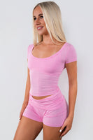 Vitality Float® Rib Henley Tee - Pink Frosting