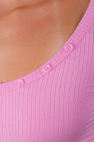 Vitality Float® Rib Henley Tee - Pink Frosting