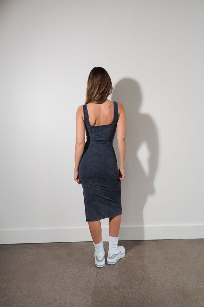 Vitality - Cloud II Rib Basic Midi Dress - Oxford Washed Vitality - Cloud II Rib Basic Midi Dress - Oxford Washed