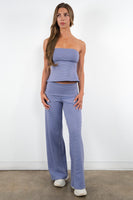 Vitality Microstripe Foldover Pant - Bluebird Microstripe