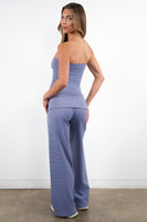 Vitality Microstripe Foldover Pant - Bluebird Microstripe