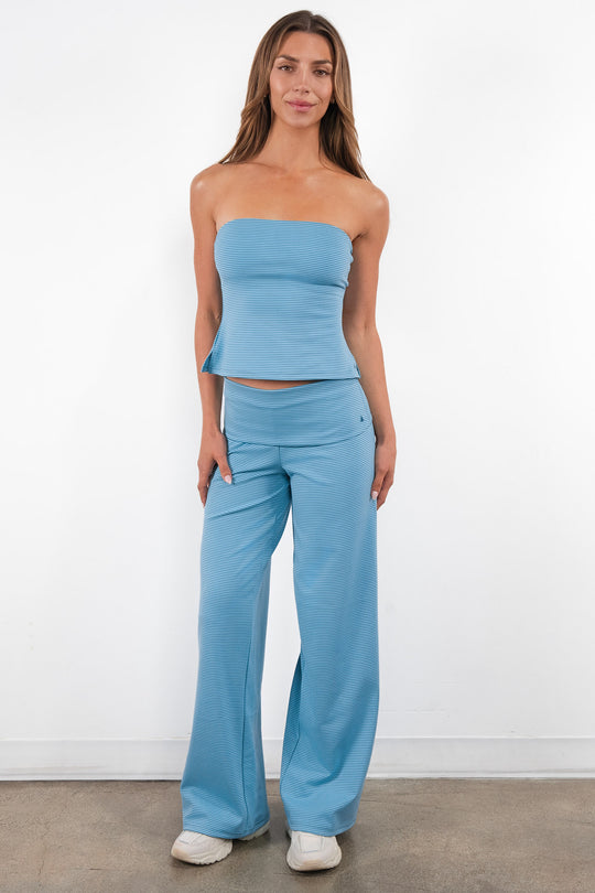 Vitality Microstripe Foldover Pant - Meadow Microstripe