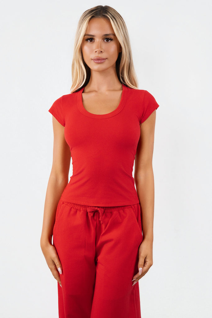 Vitality Basis® Scoop Tee - Poppy
