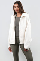 Vitality Polar Fleece Full Zip Hoodie - Egret