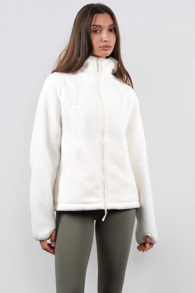 Vitality Polar Fleece Full Zip Hoodie - Egret