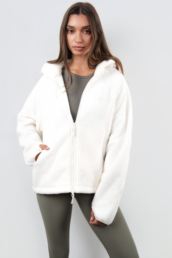 Vitality Polar Fleece Full Zip Hoodie - Egret
