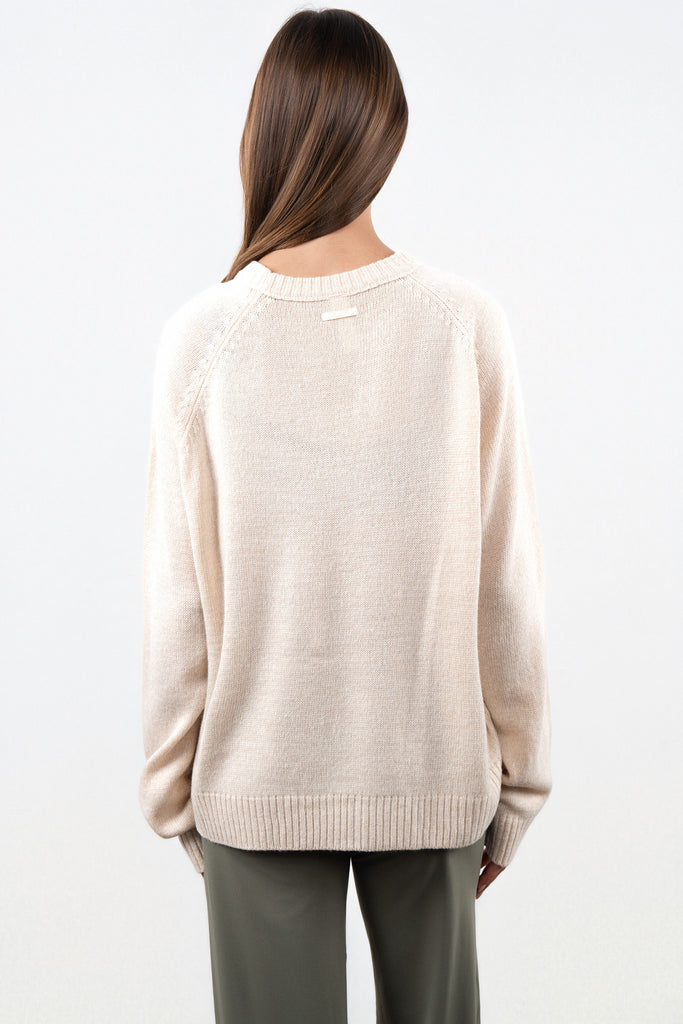 Vitality Knit Oversized Crewneck Sweater - Oatmeal Marl