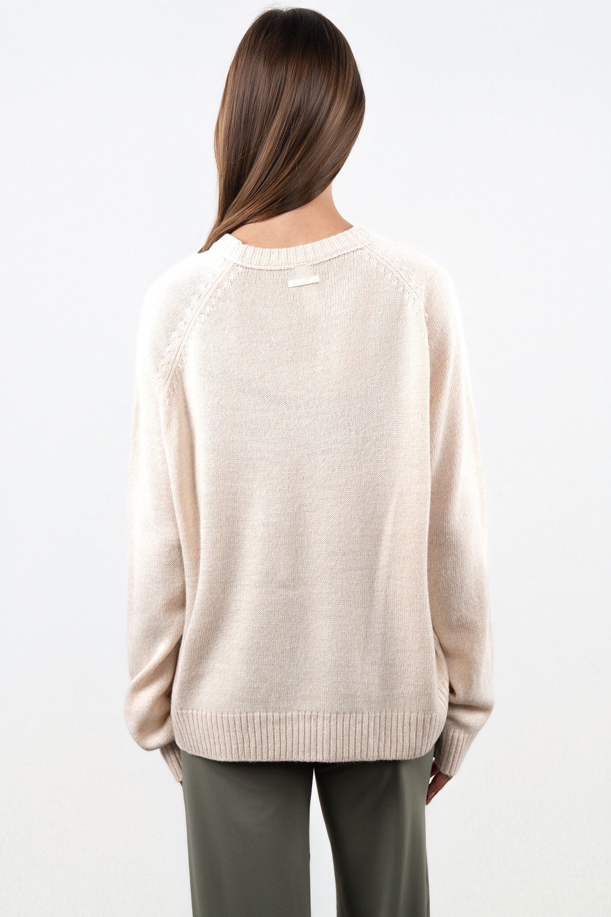 Vitality Knit Oversized Crewneck Sweater - Oatmeal Marl